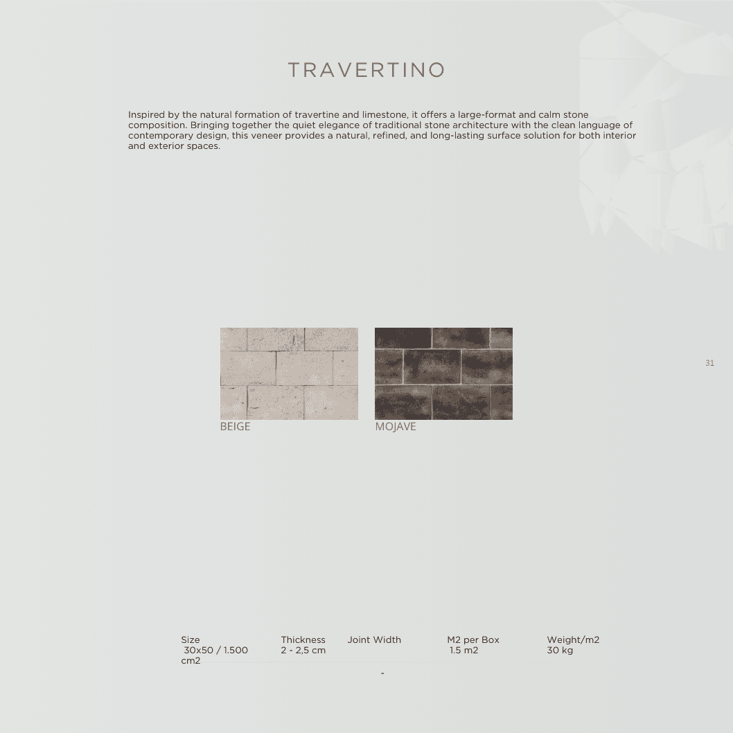 Travertino stone definition board